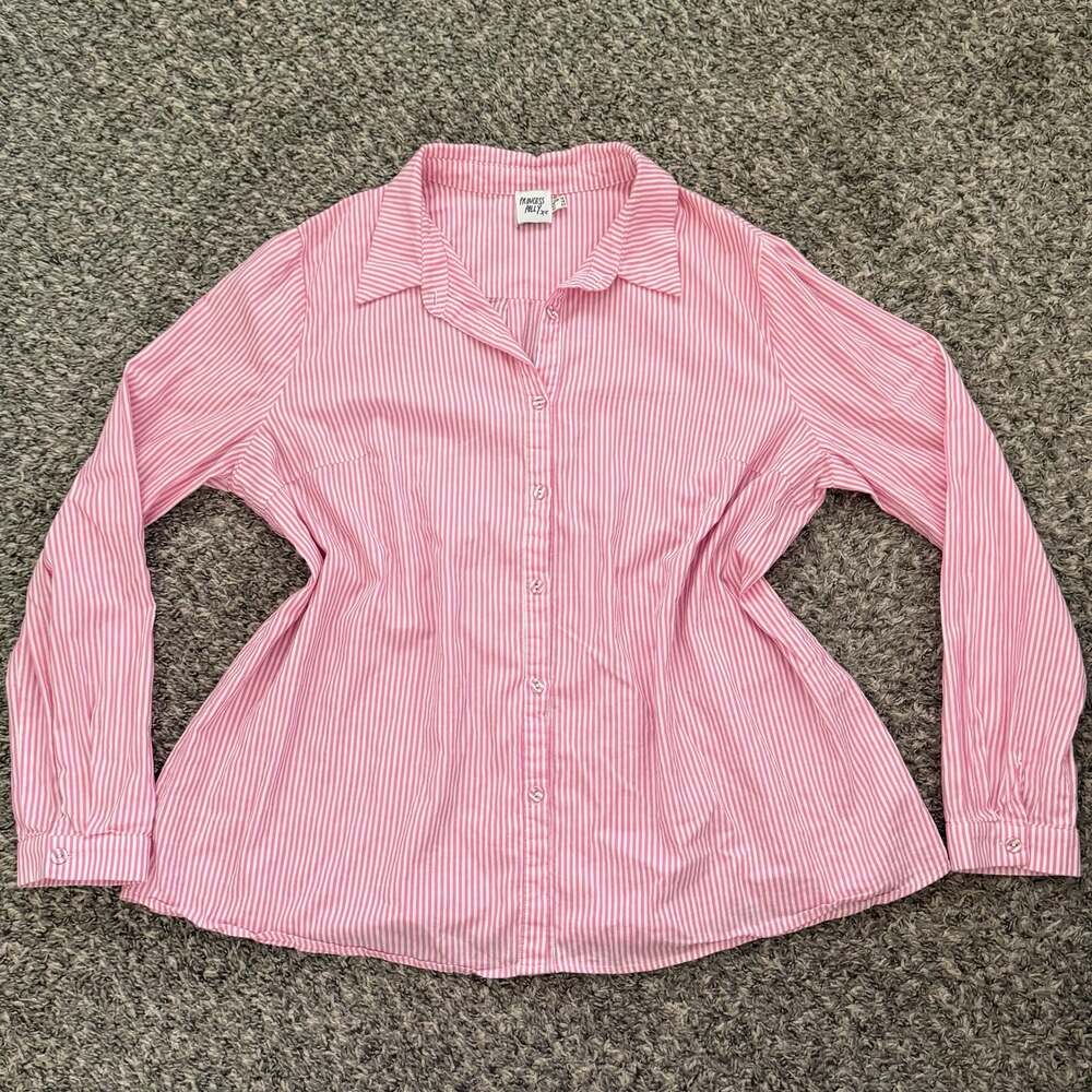 Princess Polly Pink and White Striped Long Sleeve Button-Down Shirt
